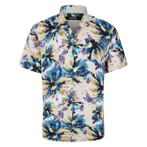 Bigdude Viscose Relaxed Collar Abstract Shirt Multi